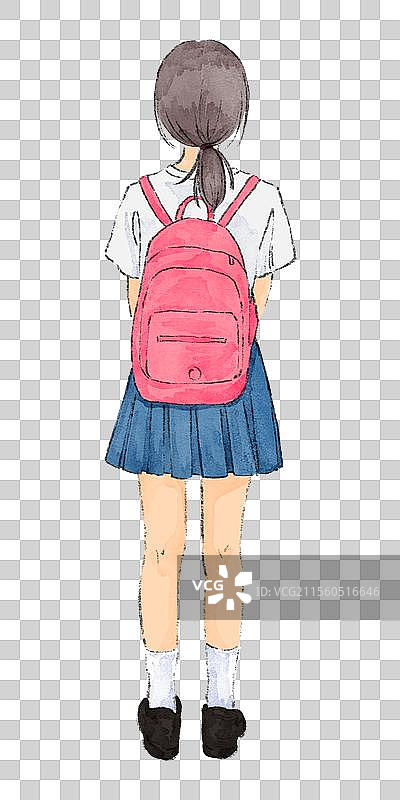 背书包的女孩背影图片素材