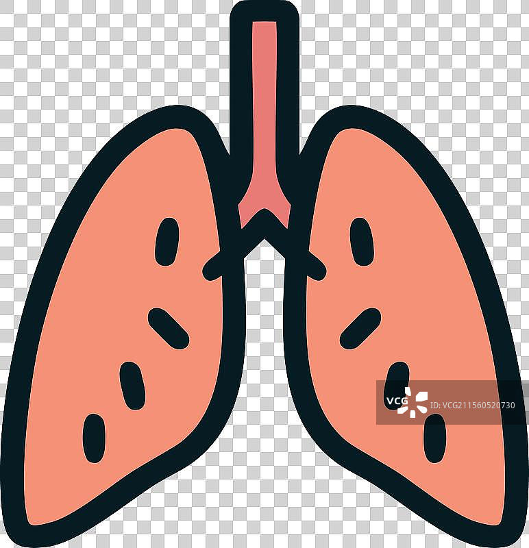 灰色背景上的人类肺部彩色图标图片素材