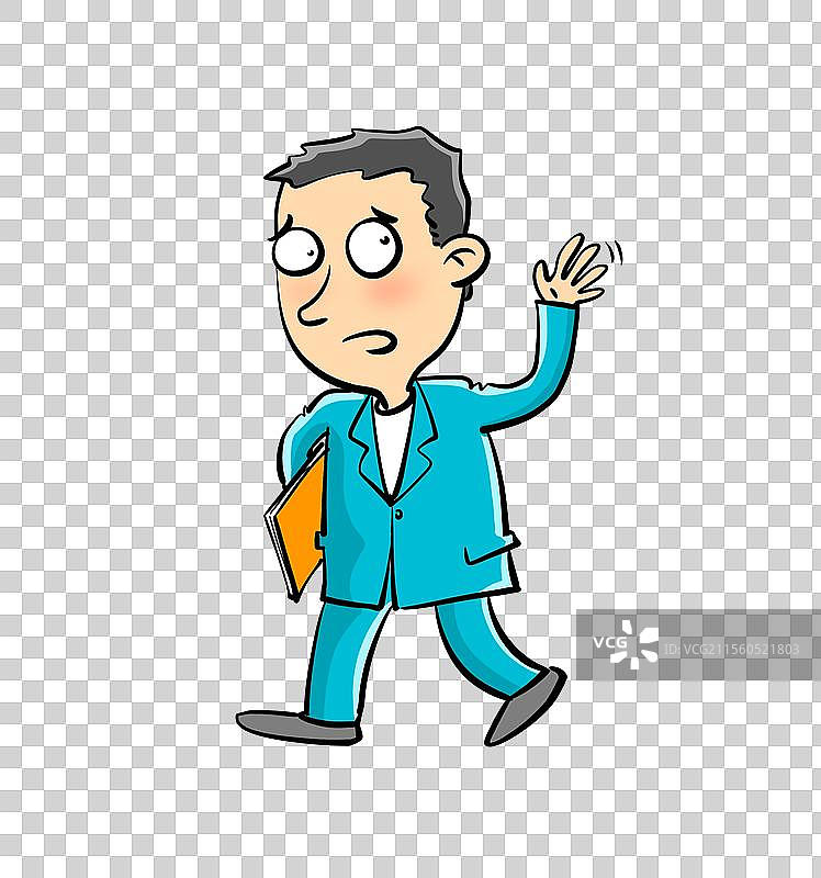 边走边摆手拒绝的员工图片素材