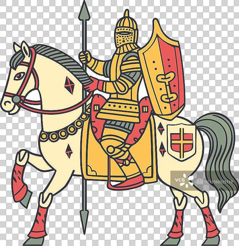 中世纪骑士骑马持矛图片素材