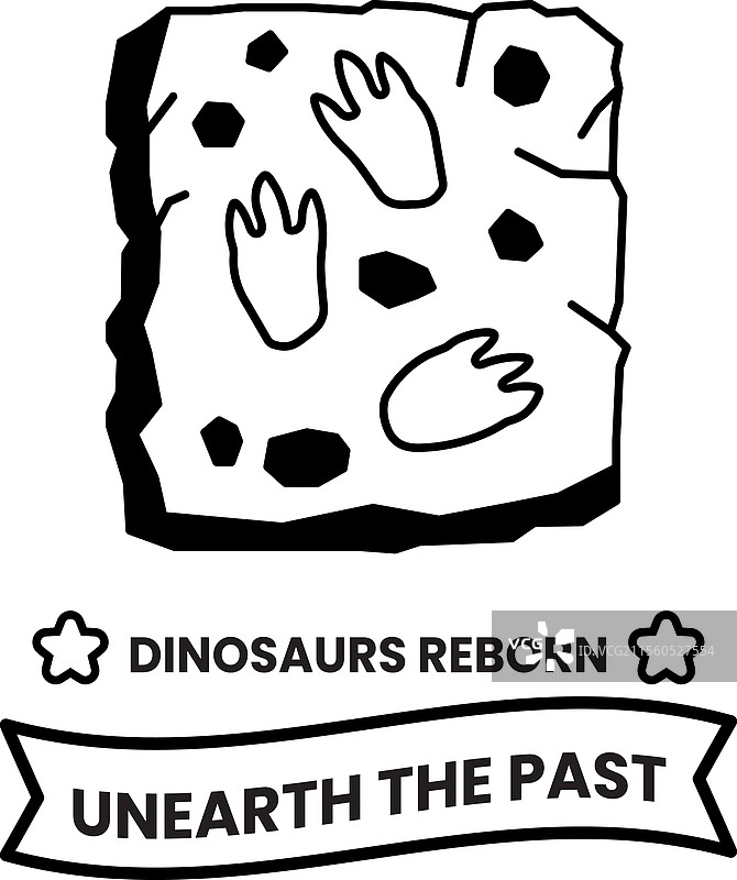 恐龙足迹的卡通画图片素材