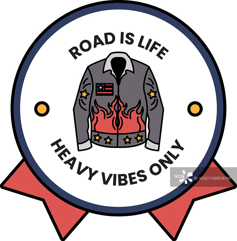 一件带有火焰图案的夹克，风格类似于标志。图片素材