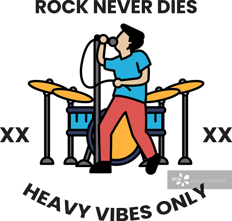 一个男人正在打鼓并唱歌。图片素材