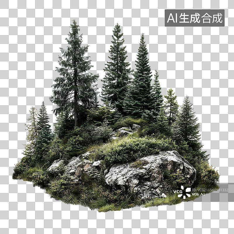 【AI数字艺术】松树林与岩石图片素材