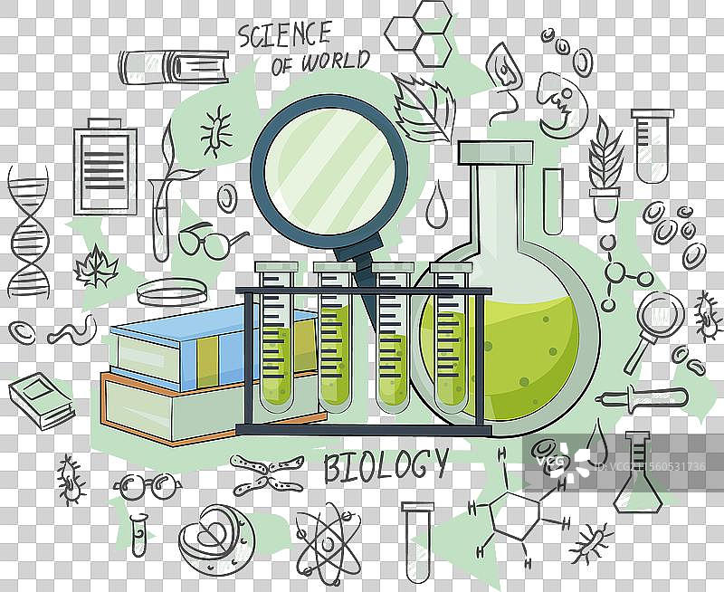 生物科学概念的涂鸦与实验室图片素材