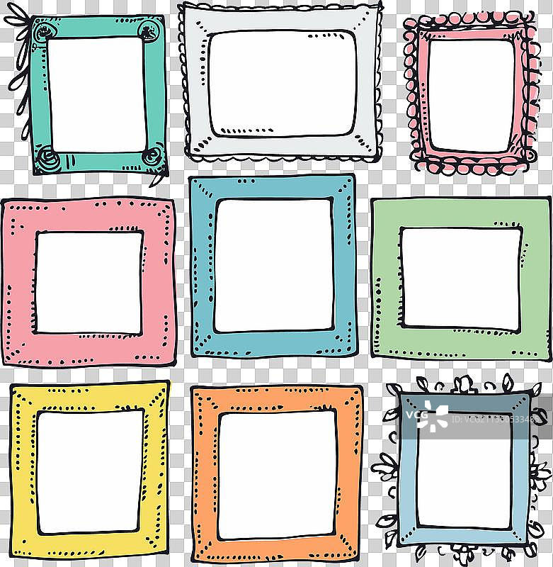 手绘彩色画框涂鸦插图图片素材