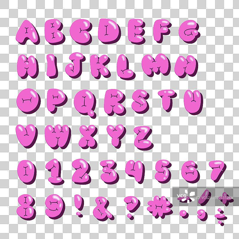 可爱的复古儿童风格卡通字母图片素材