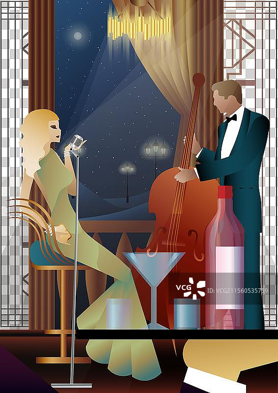 爵士乐手和歌手在宇宙中图片素材