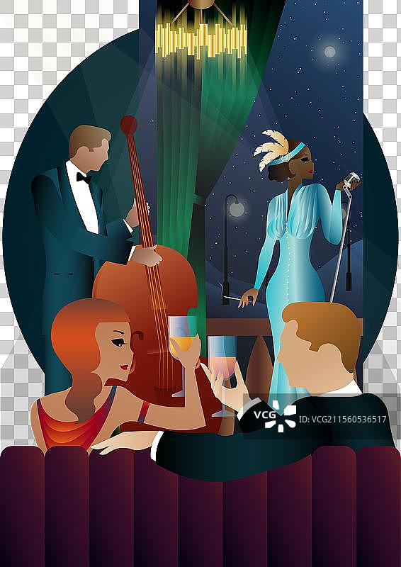 爵士乐手和歌手在宇宙中图片素材