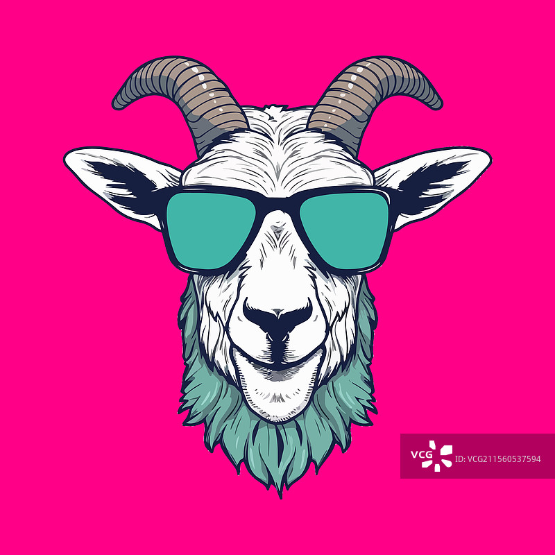 戴眼镜的山羊头标志图片素材