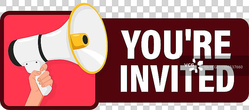 你被邀请手持扩音器发言图片素材