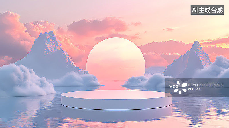 【AI数字艺术】梦幻般的云彩平台场景图片素材