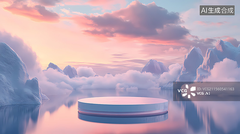 【AI数字艺术】梦幻般的云彩平台场景图片素材