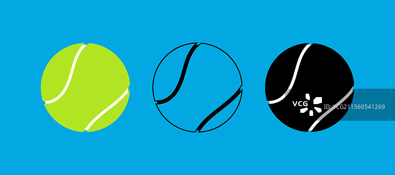 网球球拍和球的运动主题图标图片素材