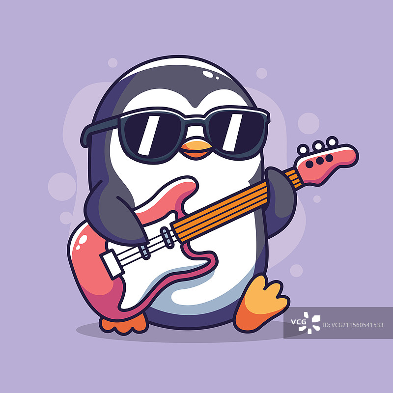 可爱的企鹅与吉他图片素材