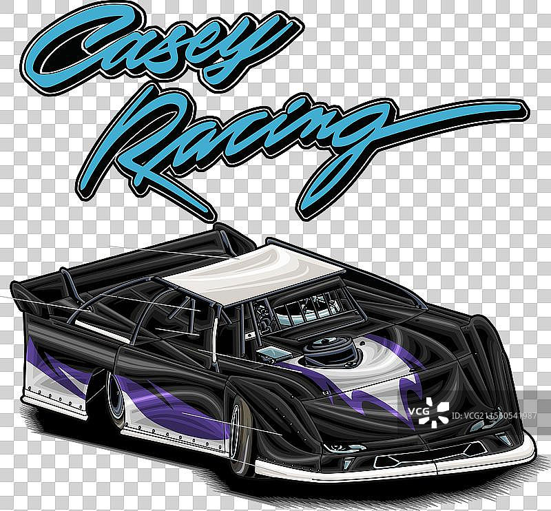 黑色拖曳赛车，带有蓝色条纹图片素材