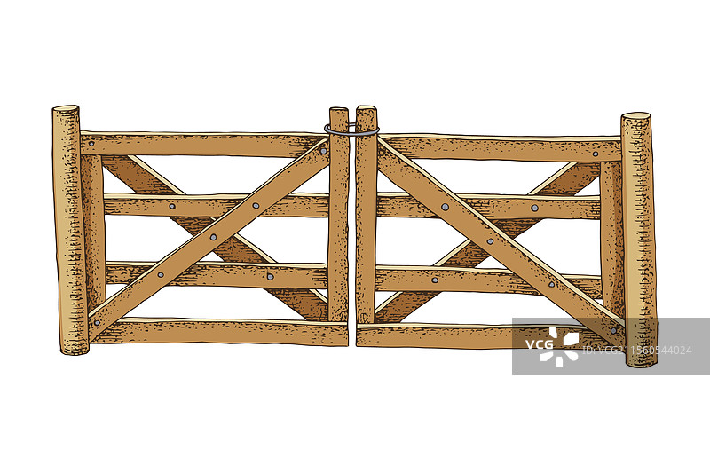 手绘的农场大门图片素材