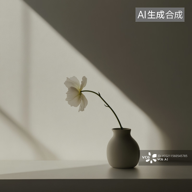 【AI数字艺术】单朵花在阴影中的静物图片素材