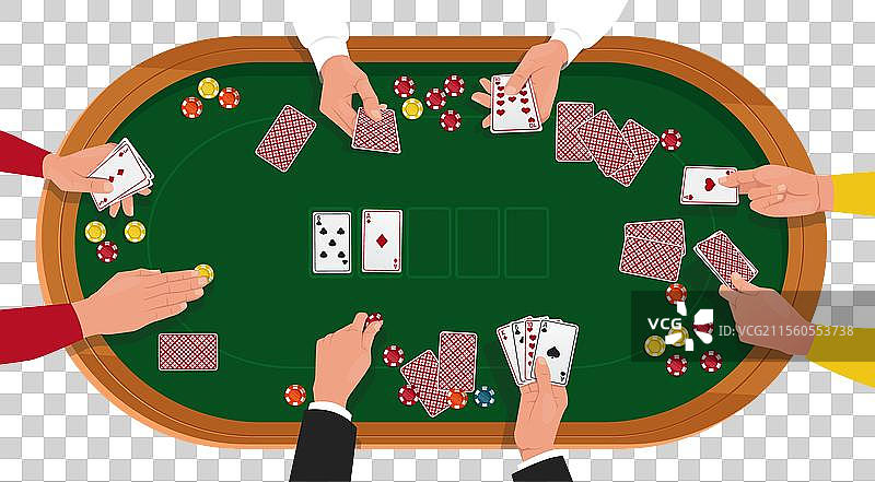 在赌博桌上玩扑克的手牌图片素材