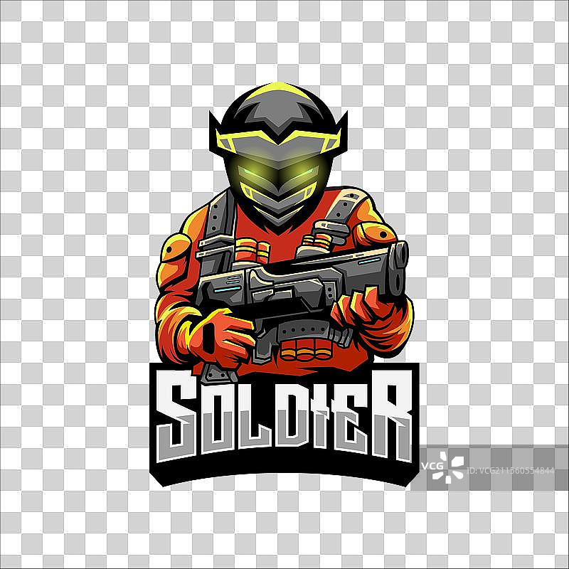 士兵机器人面具吉祥物电子竞技标志设计图片素材