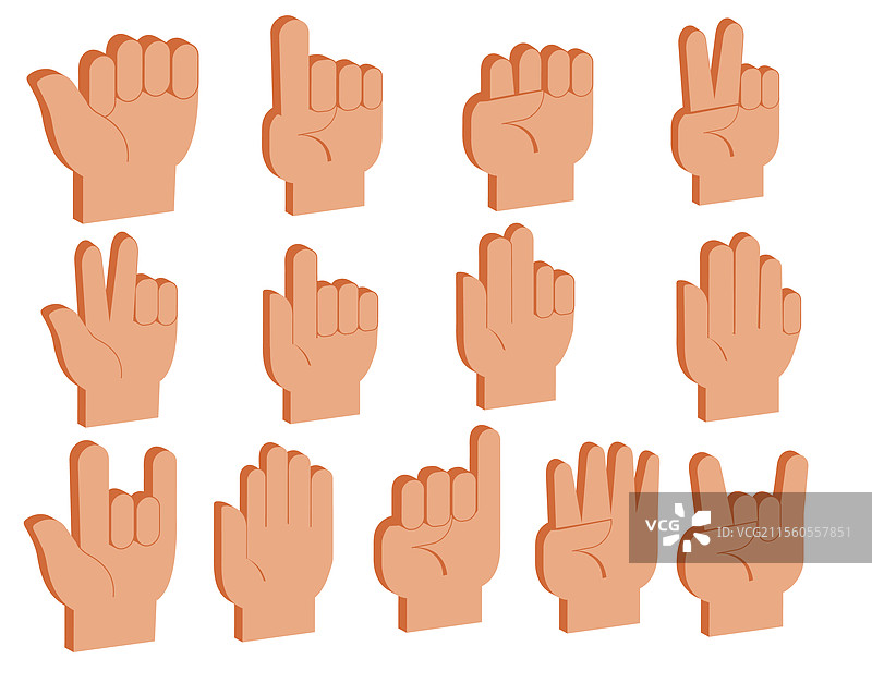 一组大型等距手势图示图片素材