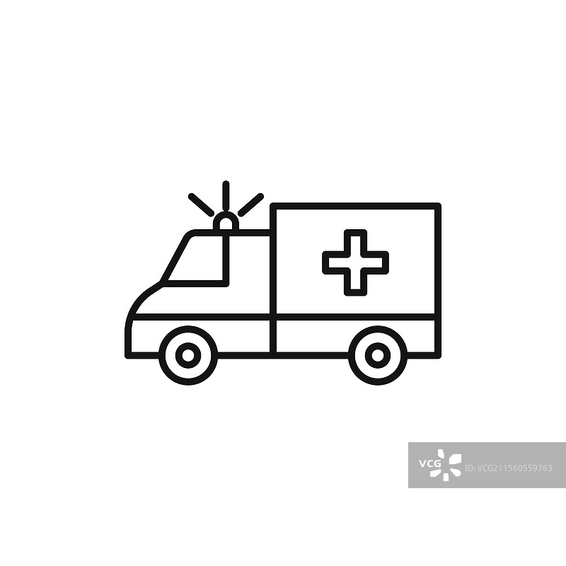 简单的薄线救护车图标图片素材