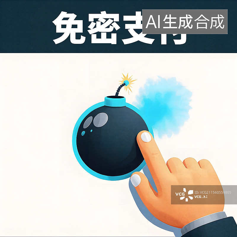 【AI数字艺术】网络购物，免密支付功能，潜在风险警示图片素材