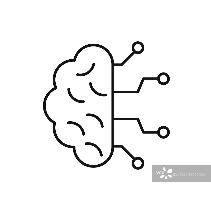 大脑电路图标 简约细线图标图片素材