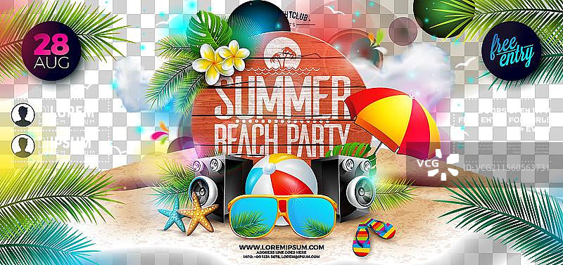 夏季海滩派对横幅传单设计图片素材