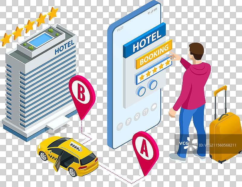 等距在线酒店预订概念人物图片素材