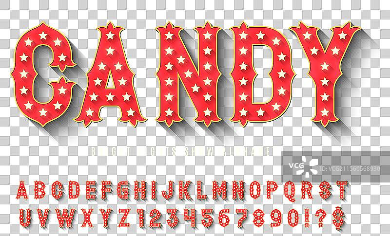 复古马戏团字母设计，歌舞表演，LED灯图片素材