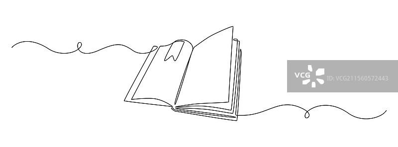 连续一笔画的打开书本图片素材