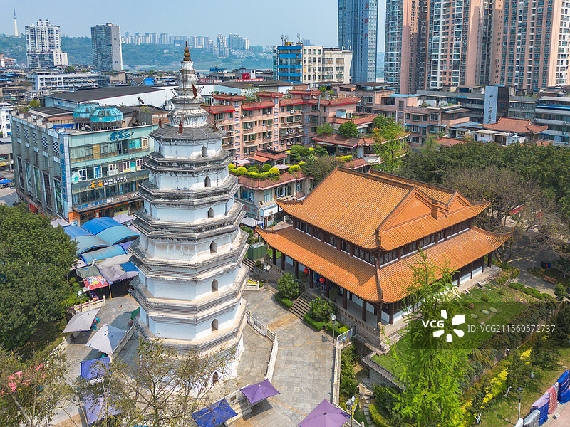四川泸州白塔广场报恩塔航拍图片素材