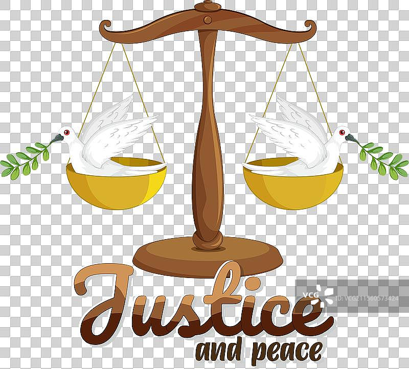象征正义与和平的鸽子与天平图片素材