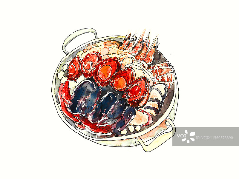 钢笔淡彩图片素材