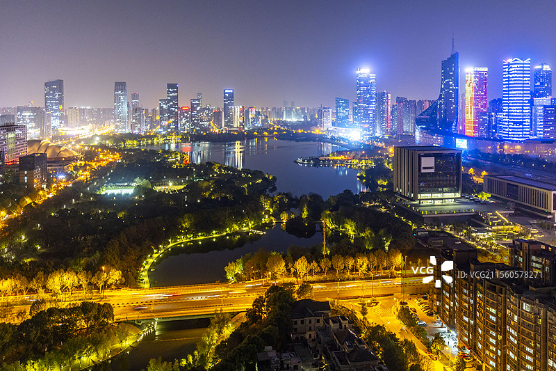 合肥天鹅湖公园夜景图片素材