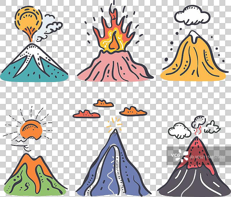 多彩涂鸦山脉合集图片素材