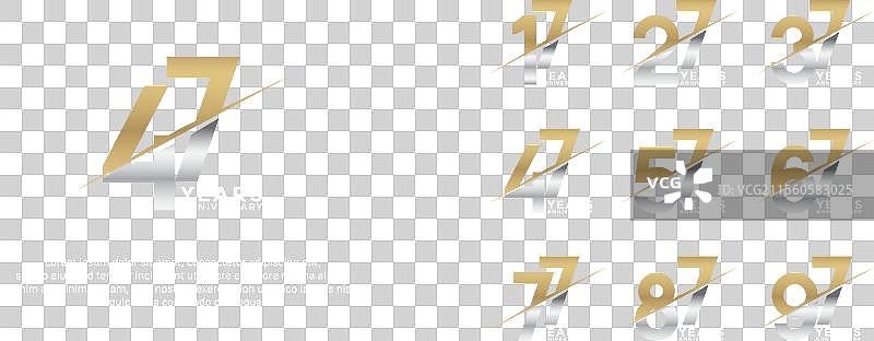 周年纪念标志设计，金色和银色搭配图片素材