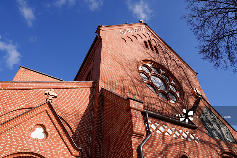 白俄罗斯 明斯克 圣西蒙和赫伦那教堂 红教堂图片素材