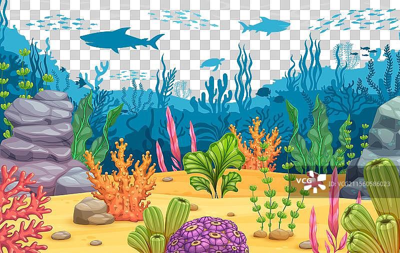 水下底部的藻类海藻游戏场景图片素材