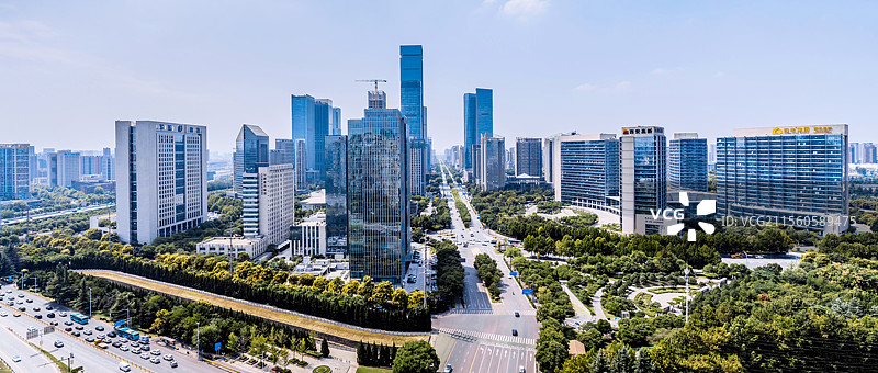 中国陕西西安高新CBD城市天际线高视角风光图片素材