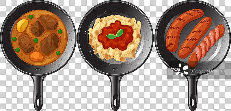 三种不同的熟菜肴图片素材