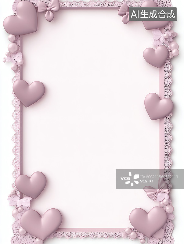 【AI数字艺术】粉色心形装饰边框图片素材