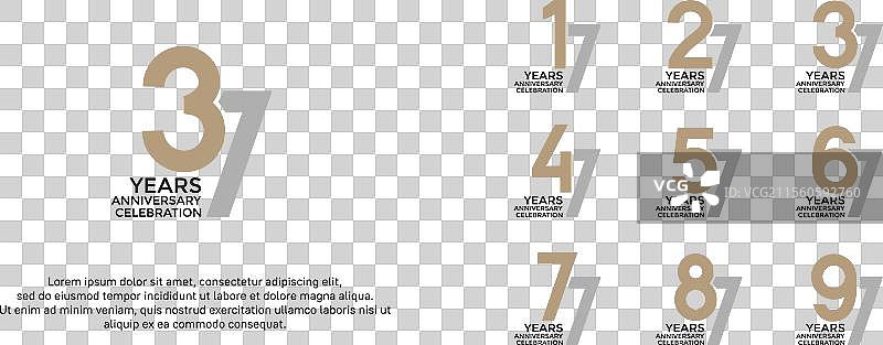 银色和金色的周年纪念标志设计集图片素材