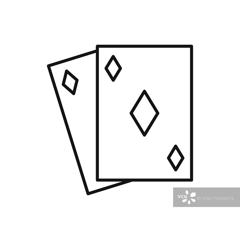 简单的扑克牌图标，细线设计图片素材