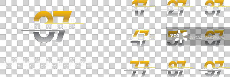 金色和银色的周年纪念标志组合图片素材