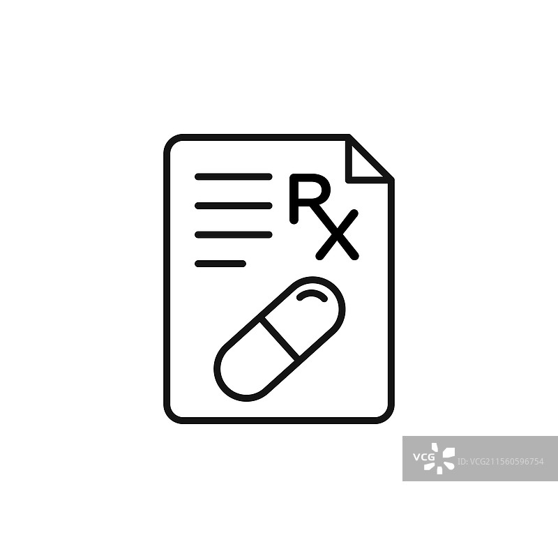 简单的薄线药方图标图片素材