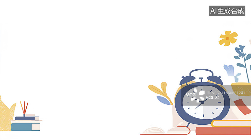 【AI数字艺术】2D卡通效率类PPT背景图片素材