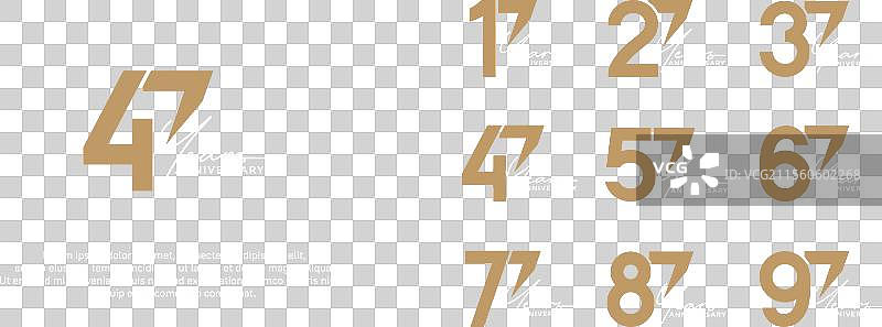 黑色背景上的扁平金色周年纪念标志组合图片素材