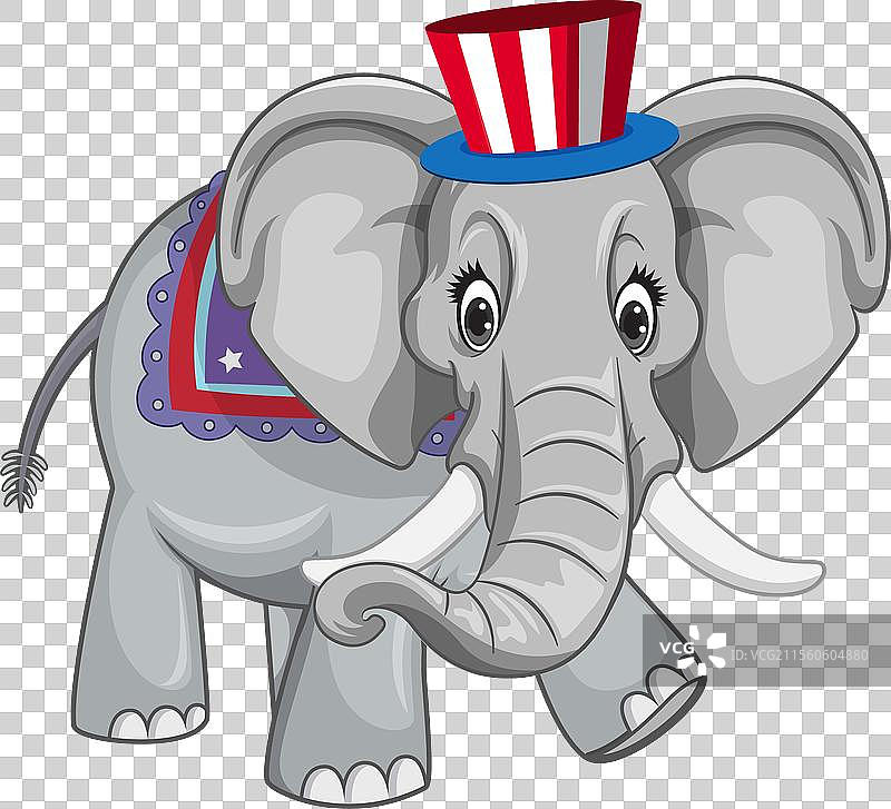一只戴着帽子的快乐大象图片素材
